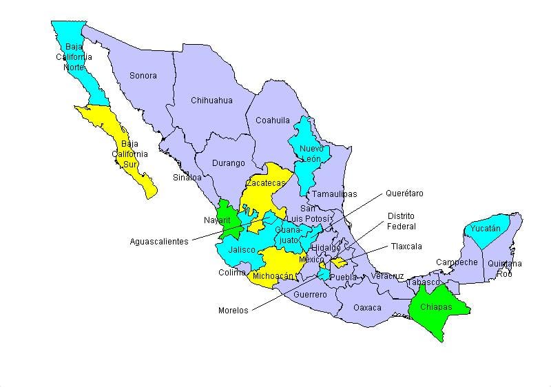 नक्शे के Mexicos अमेरिका