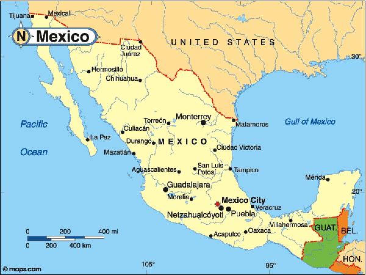 देश मेक्सिको के मानचित्र