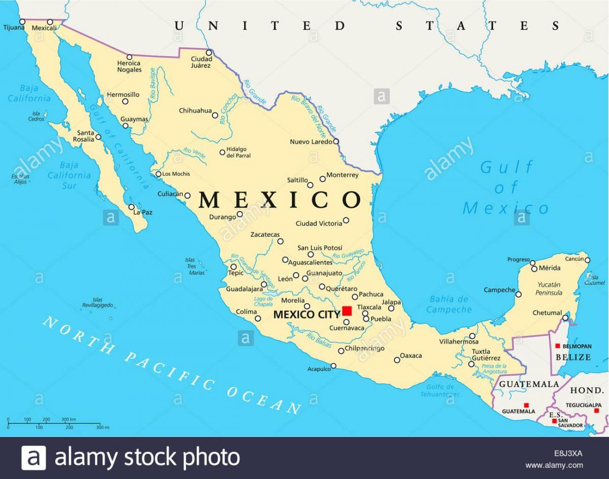 मेक्सिको नक्शा शहरों