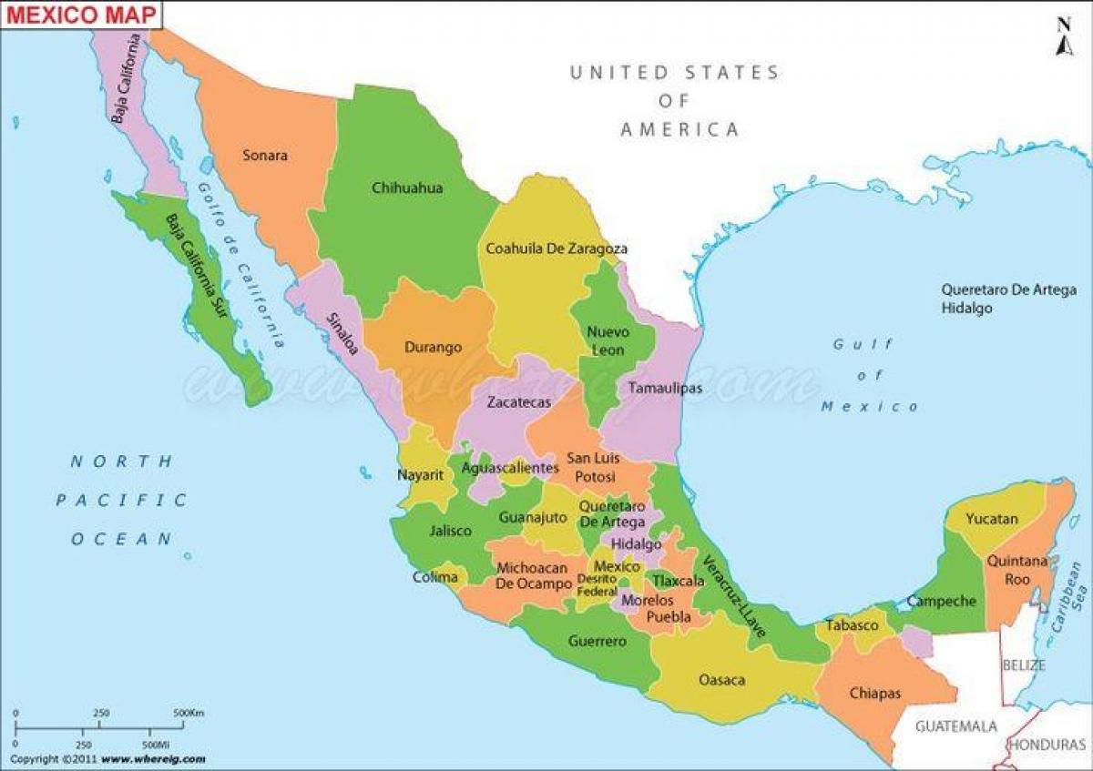 नक्शा मेक्सिको राज्य अमेरिका