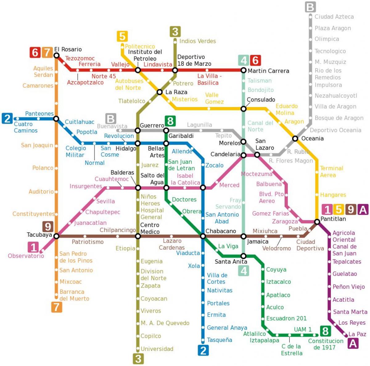 मेट्रो का नक्शा मेक्सिको