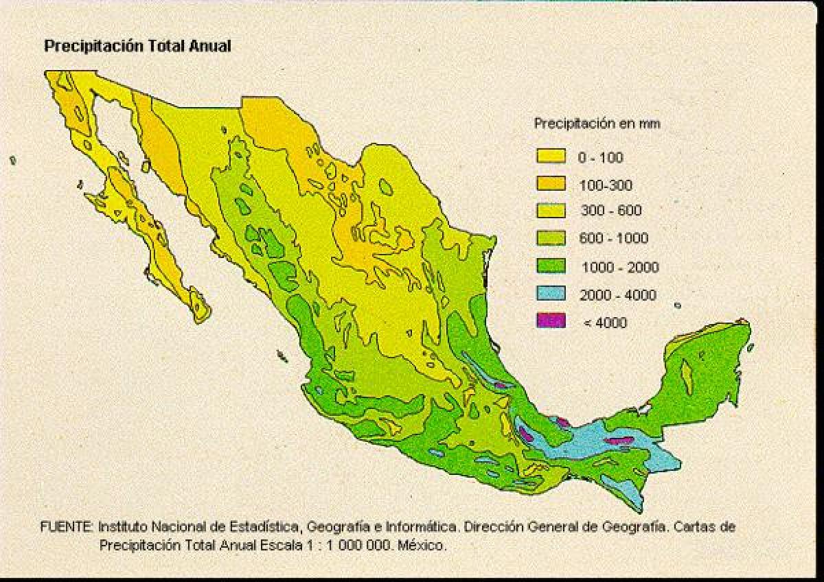 मौसम के नक्शे के लिए मेक्सिको