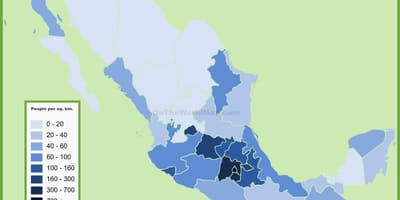 जनसंख्या घनत्व नक्शा मेक्सिको