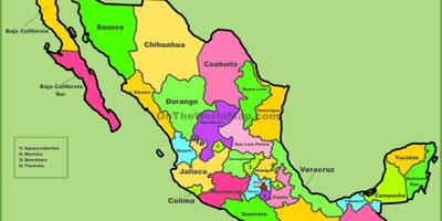राज्य के नक्शे मेक्सिको