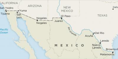 अमेरिका और मेक्सिको की सीमा के नक्शे