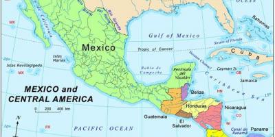 नक्शा मैक्सिको और मध्य अमेरिका